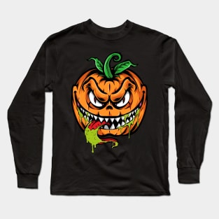 halloween scary evil pumpkin funny pumpkin head Long Sleeve T-Shirt